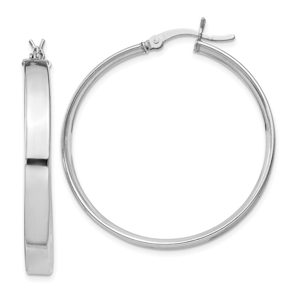 QE8146 Sterling Silver Rhodium Plated 4.25x35 Hoop Earrings