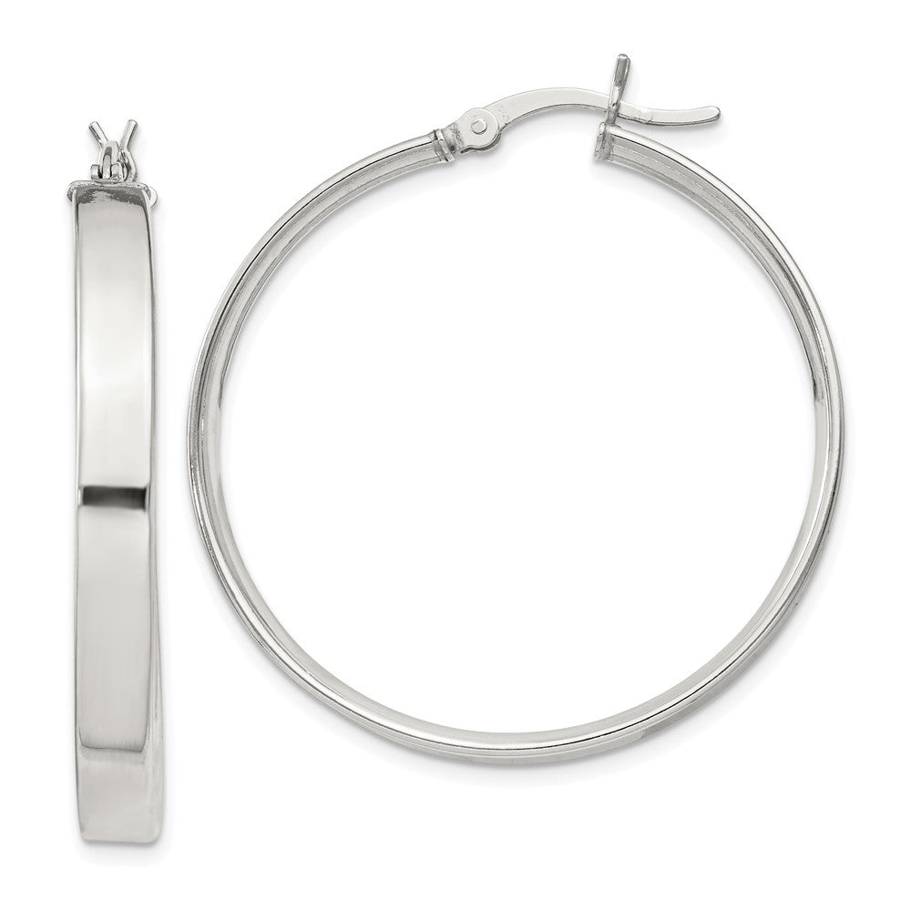 QE8146SP Sterling Silver 4.25x35 Hoop Earrings