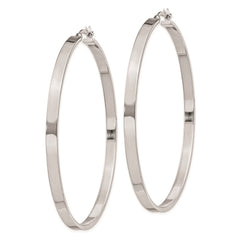 QE8149 Sterling Silver Rhodium-plated 3.5x60mm Hoop Earrings
