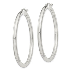 QE814SP Sterling Silver 3mm Round Hoop Earrings