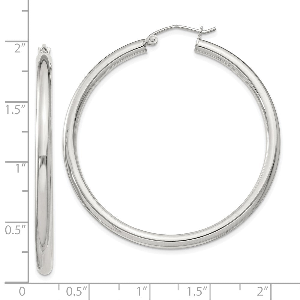QE814SP Sterling Silver 3mm Round Hoop Earrings