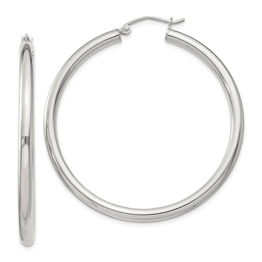 QE814SP Sterling Silver 3mm Round Hoop Earrings