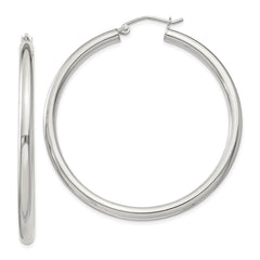 QE814SP Sterling Silver 3mm Round Hoop Earrings