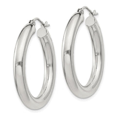 QE815SP Sterling Silver 4mm Round Hoop Earrings
