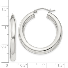 QE815SP Sterling Silver 4mm Round Hoop Earrings