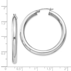 QE817 Sterling Silver Rhodium-plated 4mm Round Hoop Earrings