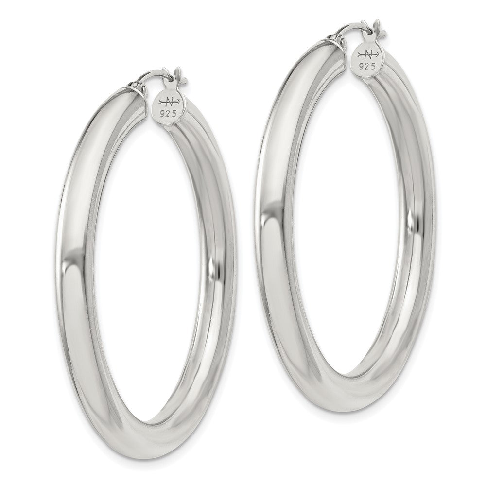 QE817SP Sterling Silver 4mm Round Hoop Earrings