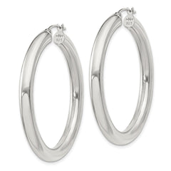 QE817SP Sterling Silver 4mm Round Hoop Earrings