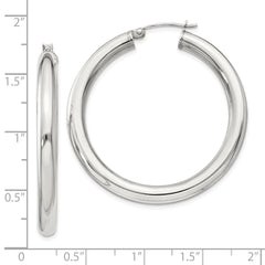 QE817SP Sterling Silver 4mm Round Hoop Earrings