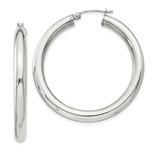 QE817SP Sterling Silver 4mm Round Hoop Earrings