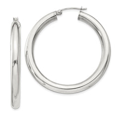 QE817SP Sterling Silver 4mm Round Hoop Earrings