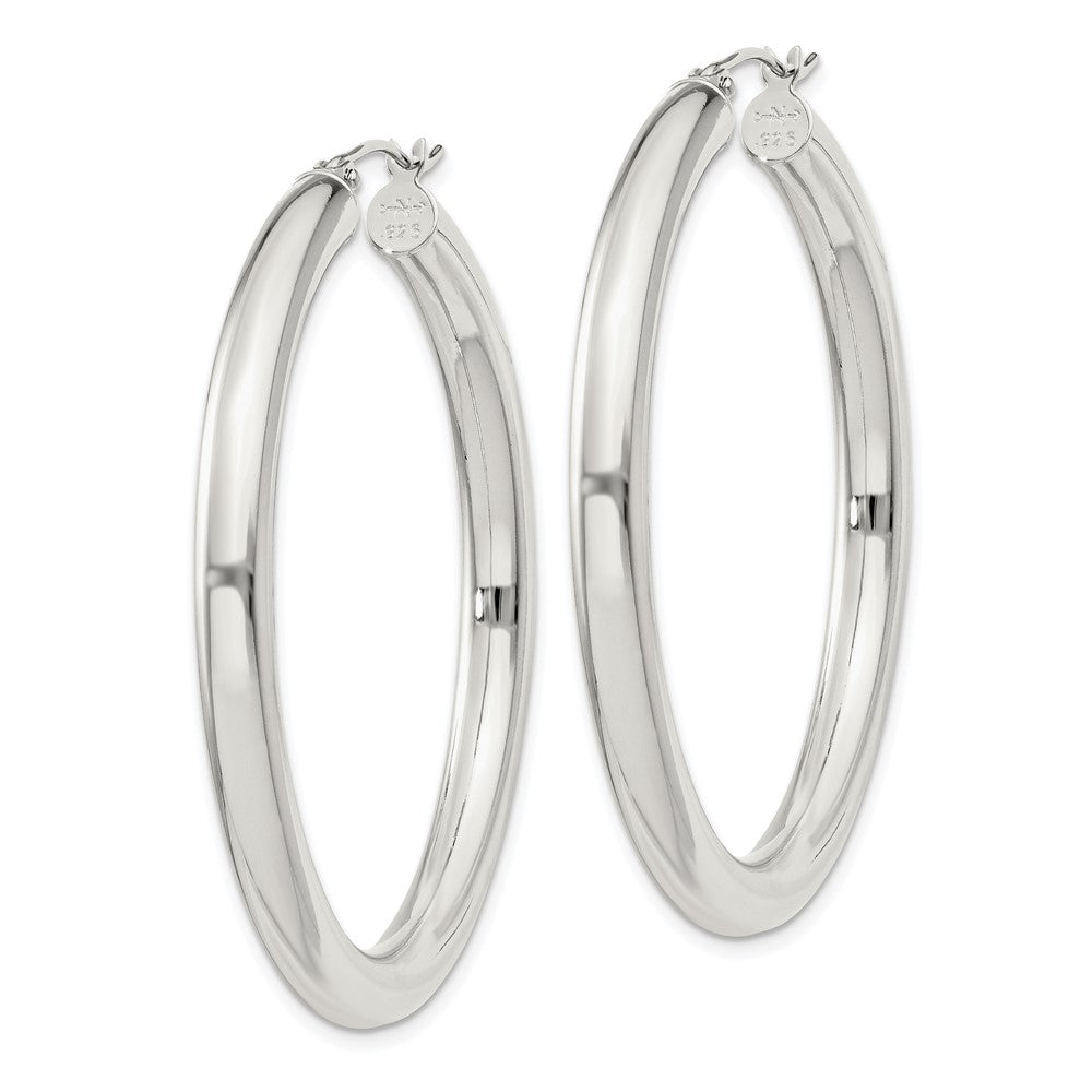 QE818SP Sterling Silver 4mm Round Hoop Earrings