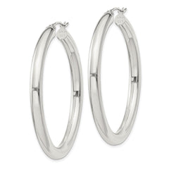 QE818SP Sterling Silver 4mm Round Hoop Earrings
