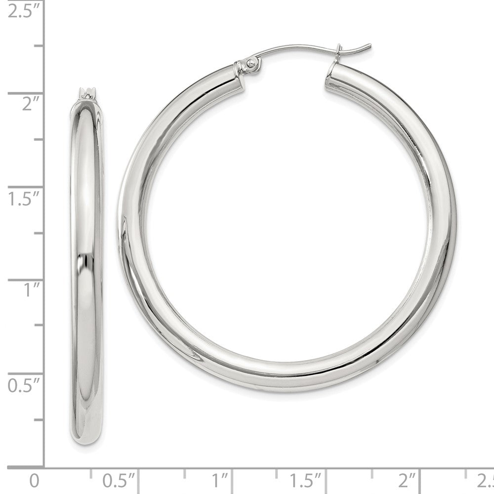 QE818SP Sterling Silver 4mm Round Hoop Earrings