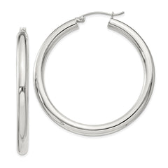 QE818SP Sterling Silver 4mm Round Hoop Earrings