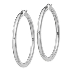 QE819 Sterling Silver Rhodium-plated 4mm Round Hoop Earrings