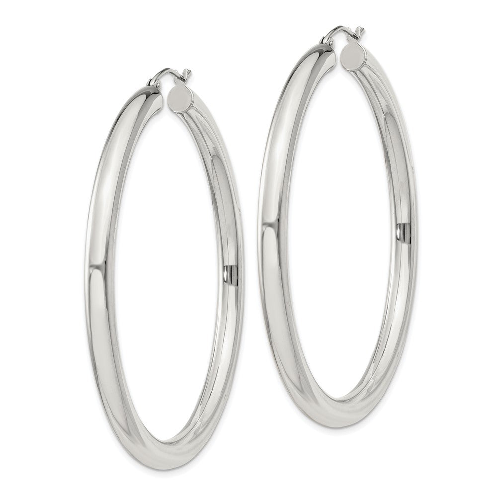 QE819SP Sterling Silver 4mm Round Hoop Earrings