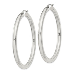 QE819SP Sterling Silver 4mm Round Hoop Earrings