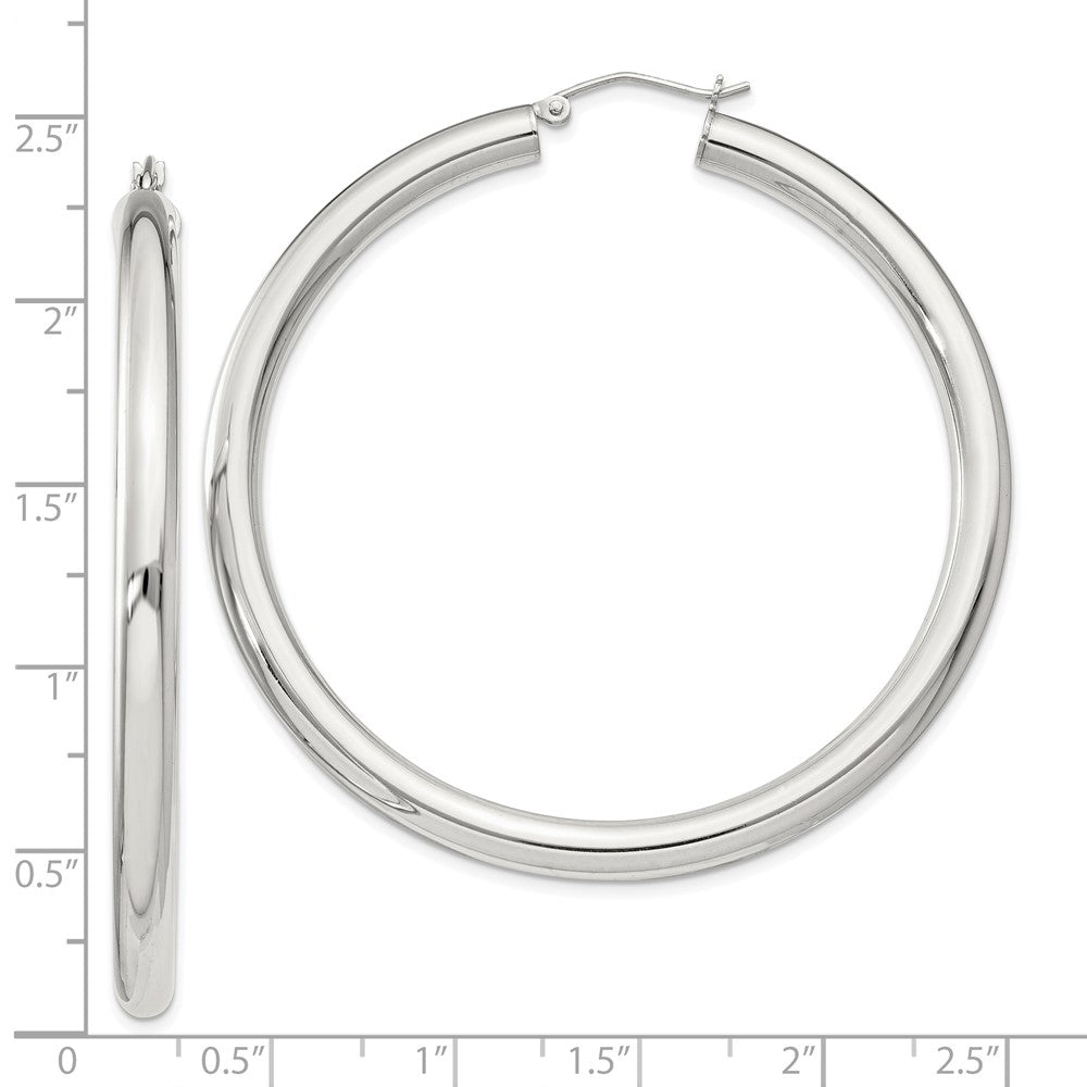 QE819SP Sterling Silver 4mm Round Hoop Earrings