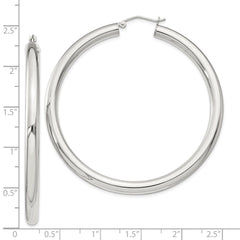 QE819SP Sterling Silver 4mm Round Hoop Earrings