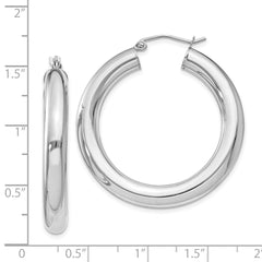 QE820 Sterling Silver Rhodium-plated 5mm Round Hoop Earrings