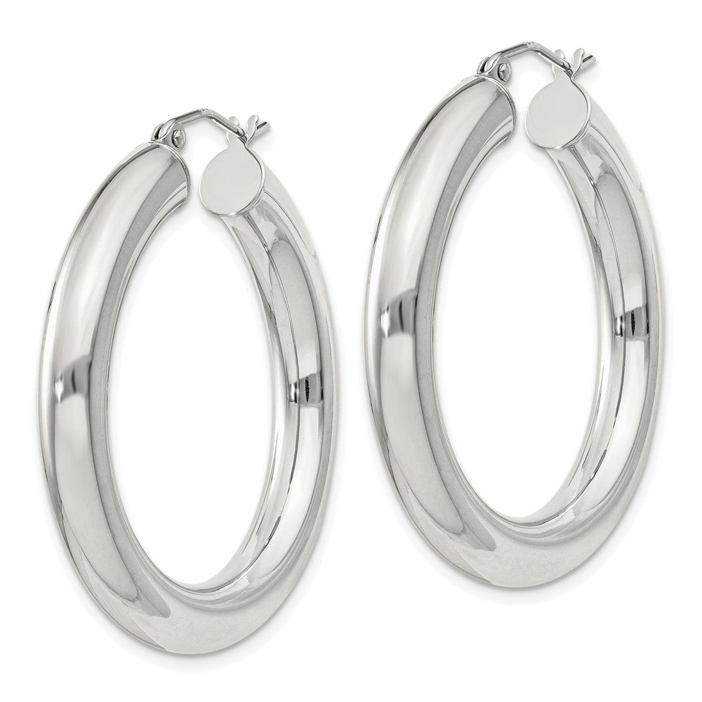 QE820SP Sterling Silver 5mm Round Hoop Earrings