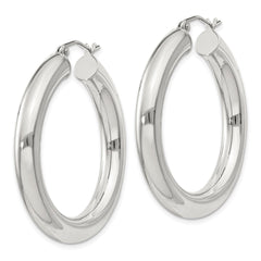 QE820SP Sterling Silver 5mm Round Hoop Earrings