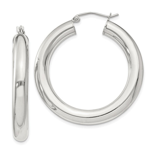 QE820SP Sterling Silver 5mm Round Hoop Earrings