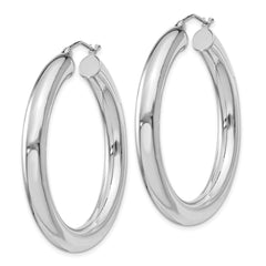 QE821 Sterling Silver Rhodium-plated 5mm Round Hoop Earrings
