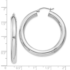 QE821 Sterling Silver Rhodium-plated 5mm Round Hoop Earrings