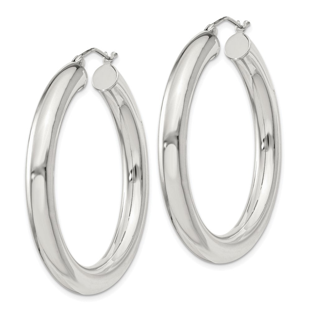 QE821SP Sterling Silver 5mm Round Hoop Earrings