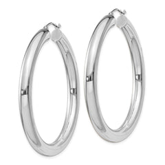 QE822 Sterling Silver Rhodium-plated 5mm Round Hoop Earrings