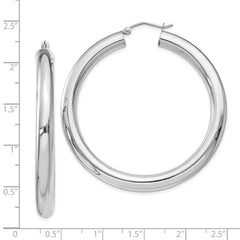 QE822 Sterling Silver Rhodium-plated 5mm Round Hoop Earrings