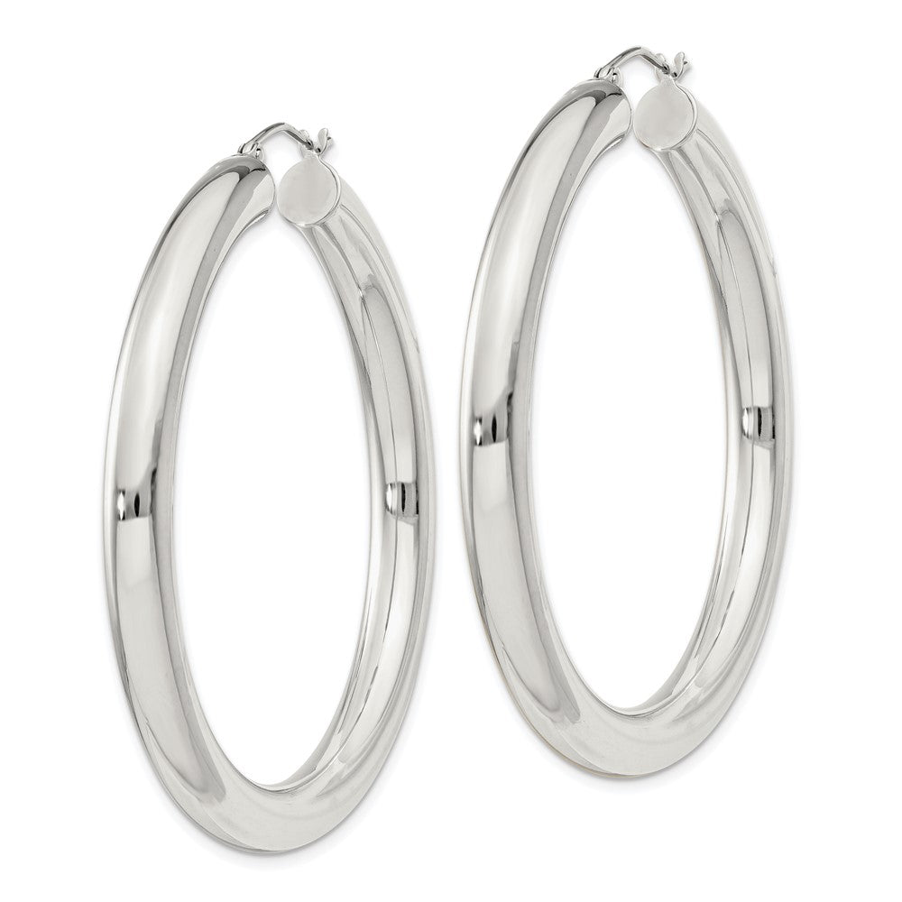 QE822SP Sterling Silver 5mm Round Hoop Earrings