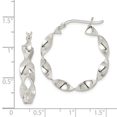 QE8230 Sterling Silver Twisted 4x30mm Hoop Earrings
