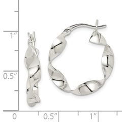 QE8231 Sterling Silver Twisted 4x22mm Hoop Earrings