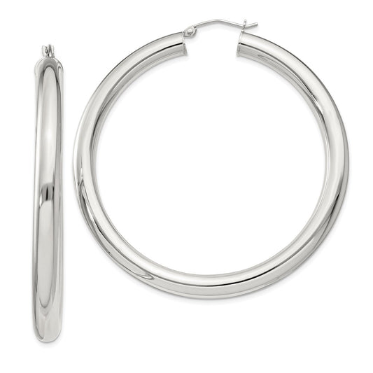 QE823SP Sterling Silver 5mm Round Hoop Earrings