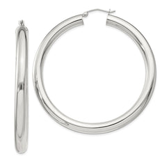 QE823SP Sterling Silver 5mm Round Hoop Earrings
