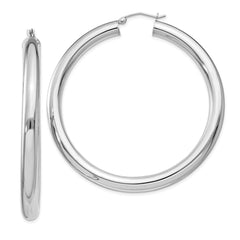 QE823 Sterling Silver Rhodium-plated 5mm Round Hoop Earrings