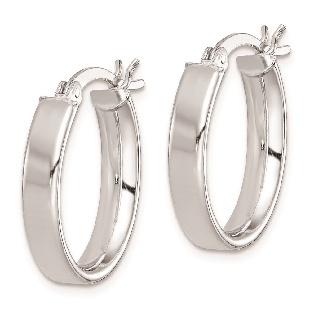 QE8276 Sterling Silver Rhodium-plated Polished 5mm Oval Hoop Earrings