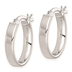 QE8276 Sterling Silver Rhodium-plated Polished 5mm Oval Hoop Earrings