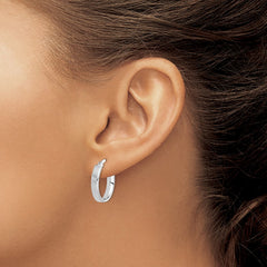 QE8276 Sterling Silver Rhodium-plated Polished 5mm Oval Hoop Earrings