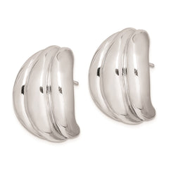 QE8306 Sterling Silver Polished Rhodium Plated Hollow Post Earrings