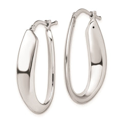 QE8308 Sterling Silver Rhod-plated Polished Hollow 6mm Oval Hoop Earrings