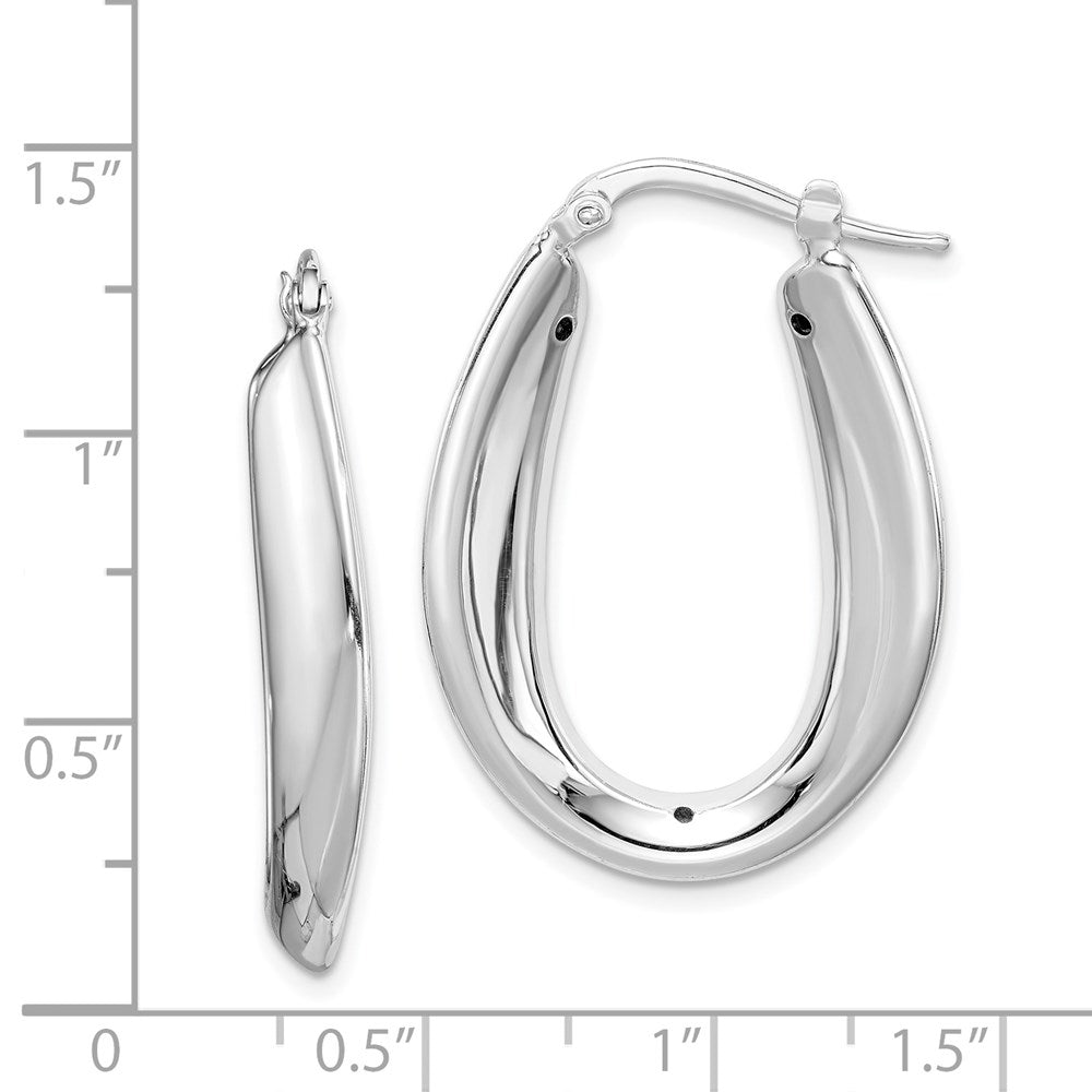QE8308 Sterling Silver Rhod-plated Polished Hollow 6mm Oval Hoop Earrings
