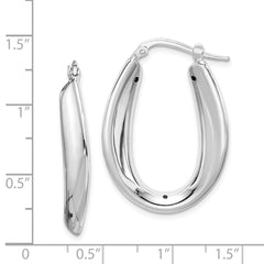QE8308 Sterling Silver Rhod-plated Polished Hollow 6mm Oval Hoop Earrings