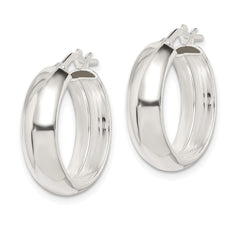 QE832 Sterling Silver Polished 6mm Round Hoop Earrings