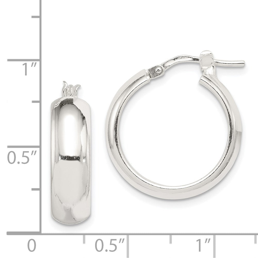 QE832 Sterling Silver Polished 6mm Round Hoop Earrings