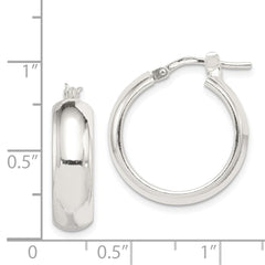 QE832 Sterling Silver Polished 6mm Round Hoop Earrings