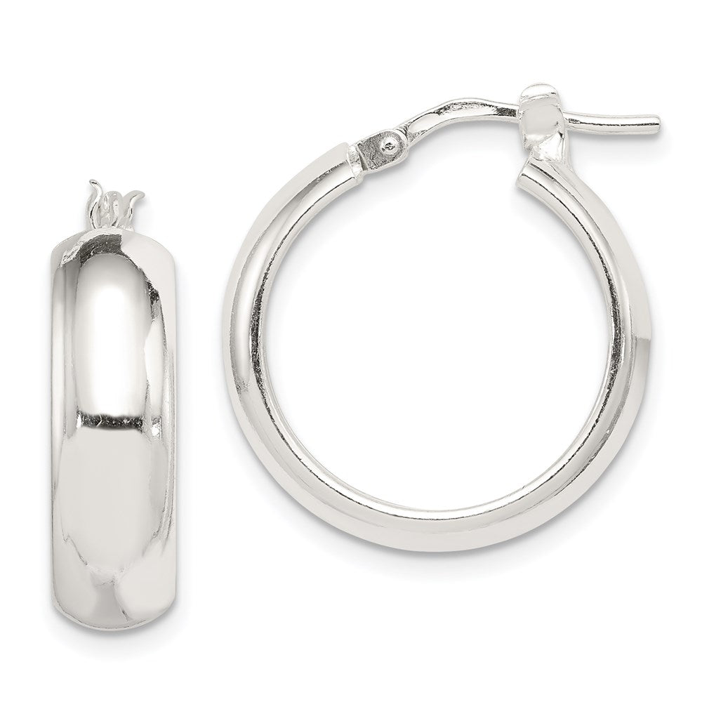 QE832 Sterling Silver Polished 6mm Round Hoop Earrings